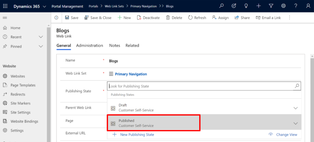 Combine portal types: Update Publishing state on related records